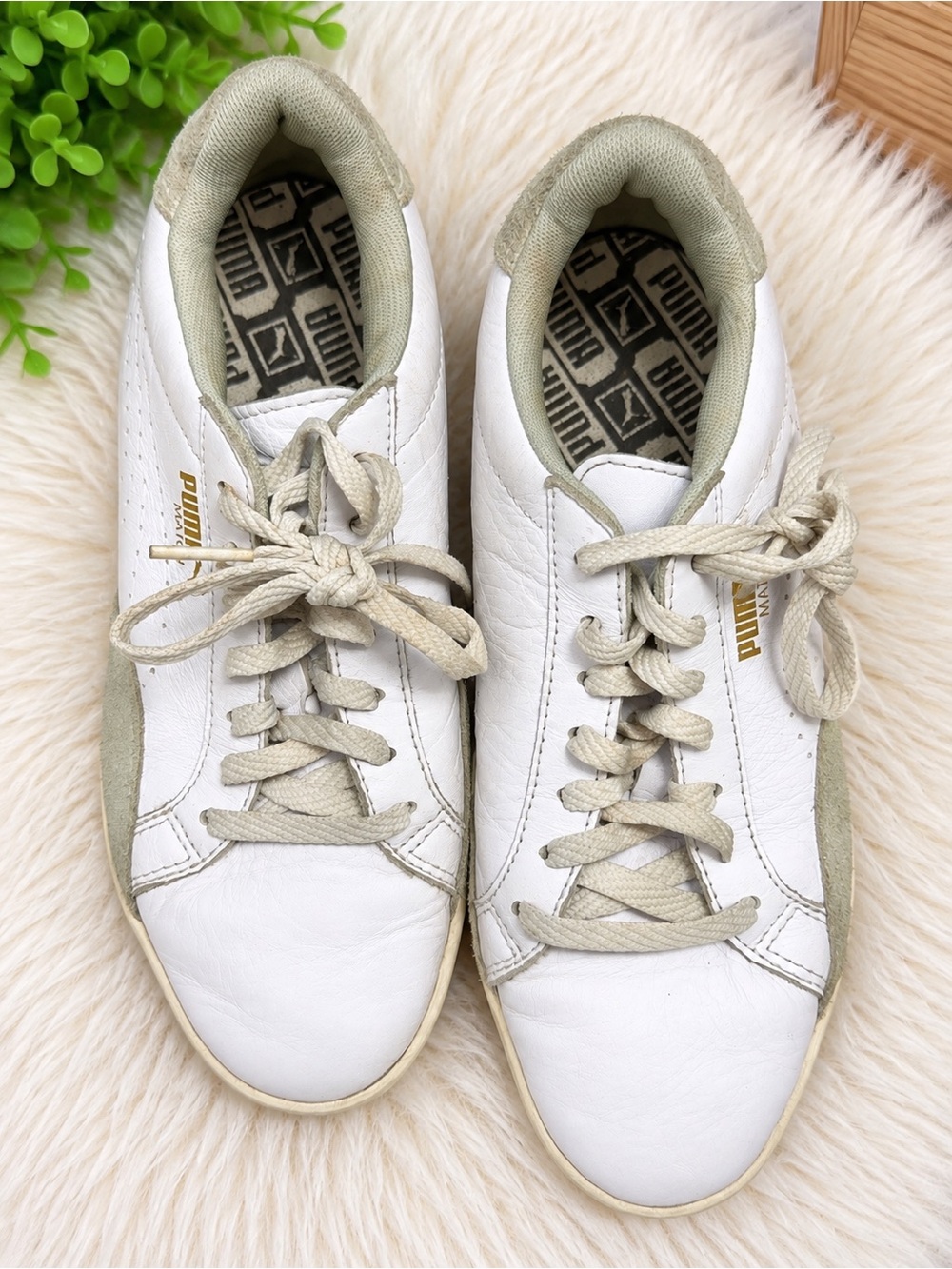 Puma Women's White and Beige Low-Top Sneakers